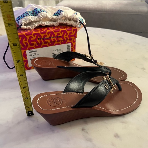 Tory Burch Navy blue Leather Wedge Sandals - Picture 4 of 4